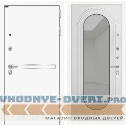 Входная дверь Лабиринт Лайн WHITE с зеркалом Дольче - Белый софт