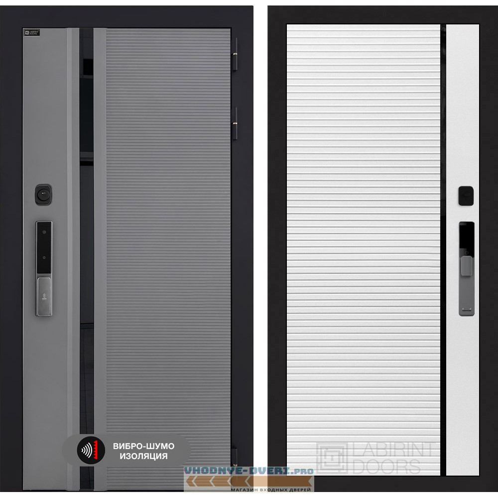 Входная дверь Пиано Смарт 2.0 панель 22 - Белый софт, черная вставка