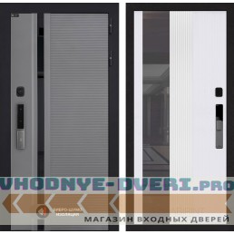 Входная дверь Пиано Смарт 2.0 с зеркалом (тонированным) 32 - Белый рельеф софт