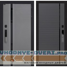 Входная дверь Пиано Смарт 2.0 панель 22 - Графит софт, черная вставка