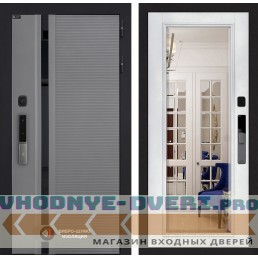 Входная дверь Пиано Смарт 2.0 с Зеркалом Фацет - Белый софт