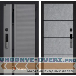Входная дверь Пиано Смарт 2.0 панель 25 - Бетон светлый, черный молдинг