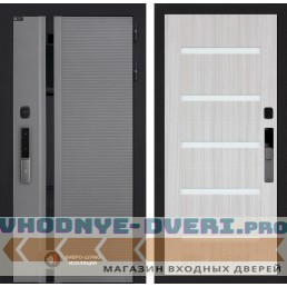 Входная дверь Пиано Смарт 2.0 панель 01 - Сандал белый, стекло белое