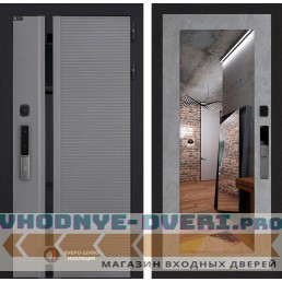 Входная дверь Пиано Смарт 2.0 с зеркалом 18 - Бетон светлый