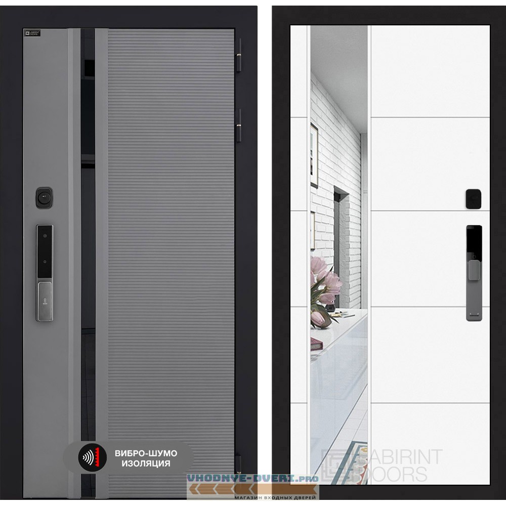 Входная дверь Пиано Смарт 2.0 с зеркалом 19 - Белый софт