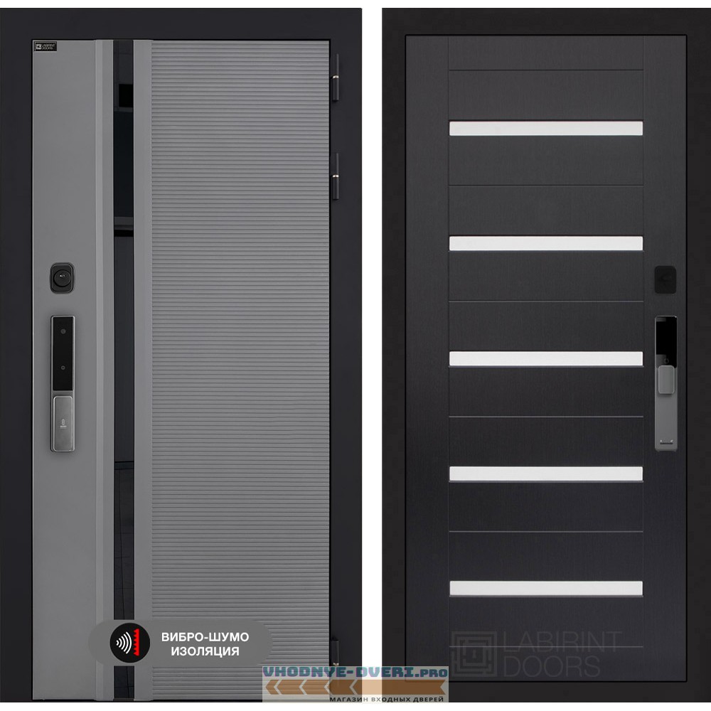 Входная дверь Пиано Смарт 2.0 панель 01 - Венге, стекло белое