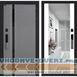 Входная дверь Пиано Смарт 2.0 с зеркалом Максимум - Белый софт