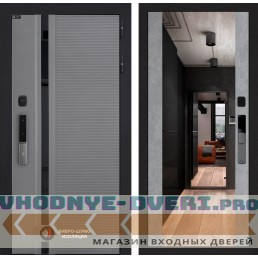 Входная дверь Пиано Смарт 2.0 с зеркалом Максимум - Бетон светлый