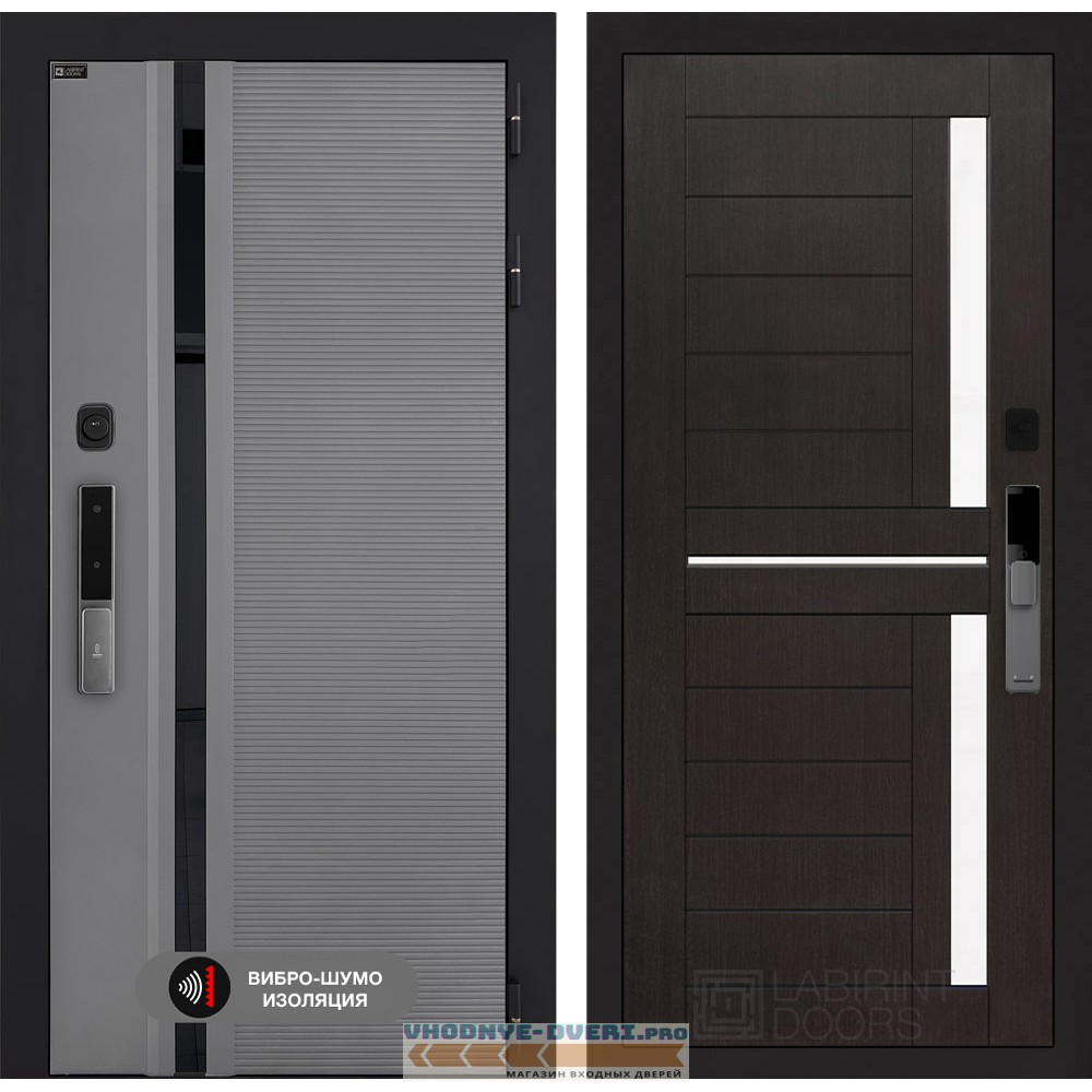 Входная дверь Пиано Смарт 2.0 панель 02 - Венге, стекло белое