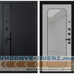 Входная дверь Лабиринт Пиано с зеркалом Аркада - Веллюто ферро с патиной