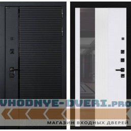 Входная дверь Лабиринт PIANO с Зеркалом 32 тонированным - Белый рельеф софт