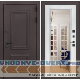 Входная дверь Полярис лайт с зеркалом Фацет - Белый софт