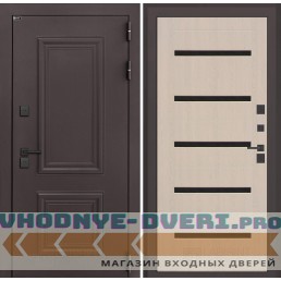 Входная дверь Полярис лайт 01 - Беленый дуб, стекло черное