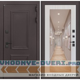 Входная дверь Полярис лайт с зеркалом 18 - Сандал белый