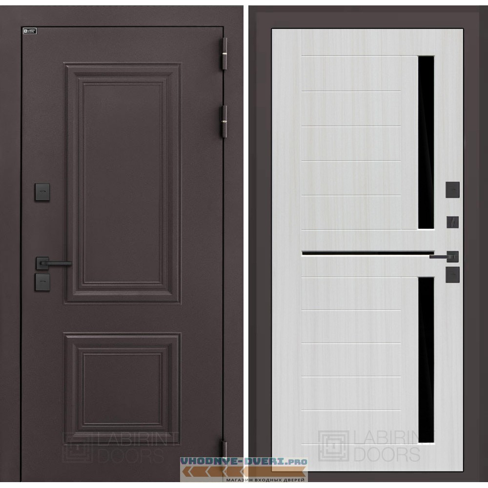 Входная дверь Полярис лайт 02 - Сандал белый, стекло черное