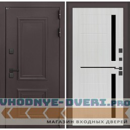 Входная дверь Полярис лайт 02 - Сандал белый, стекло черное