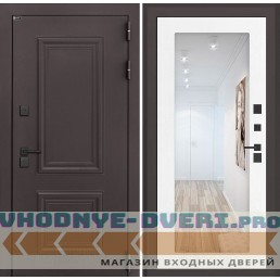 Входная дверь Полярис лайт с зеркалом 18 - Белое дерево