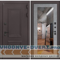 Входная дверь Полярис лайт с зеркалом 18 - Бетон светлый