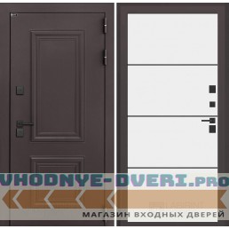 Входная дверь Полярис лайт 25 - Белый софт, черный молдинг