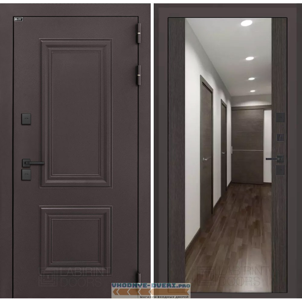 Входная дверь Полярис лайт с Зеркалом Максимум - Венге