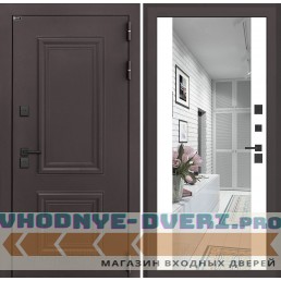 Входная дверь Полярис лайт с зеркалом Максимум - Белый софт