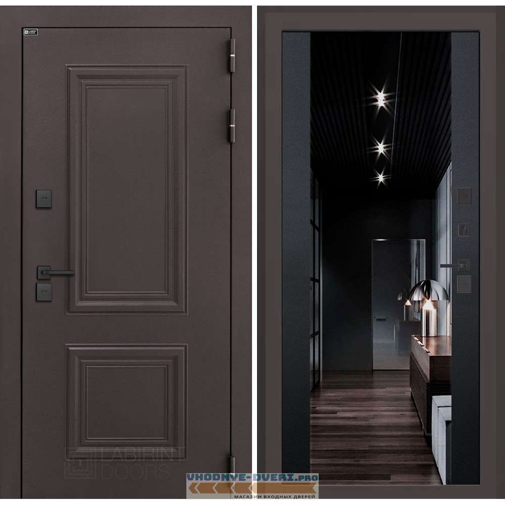 Входная дверь Полярис лайт с тонированным зеркалом Максимум - Черный кварц