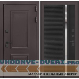 Входная дверь Полярис лайт 31 - Черный кварц, зеркальная вставка с тонировкой