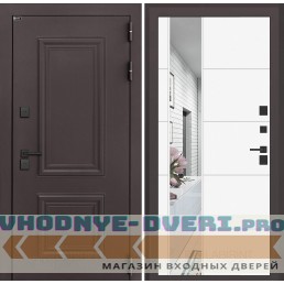 Входная дверь Полярис лайт с Зеркалом 19 - Белый софт