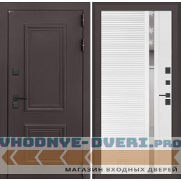 Входная дверь Полярис лайт 31 - Белый софт, зеркальная вставка с тонировкой