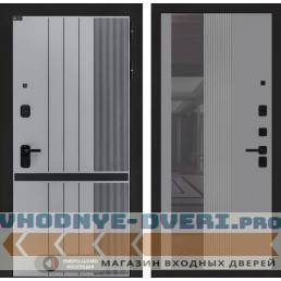 Входная дверь SKYLAB с Зеркалом 32 тонированным - Серый рельеф софт