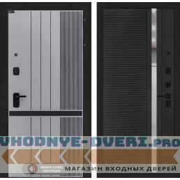 Входная дверь SKYLAB 31 - Черный кварц, зеркальная вставка с тонировкой