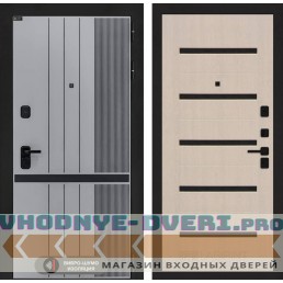 Входная дверь SKYLAB 01 - Беленый дуб, стекло черное