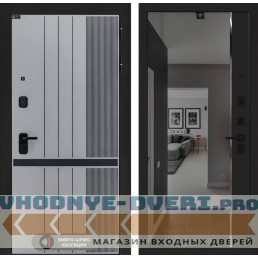 Входная дверь SKYLAB с зеркалом Панорама с тонировкой - Черный кварц