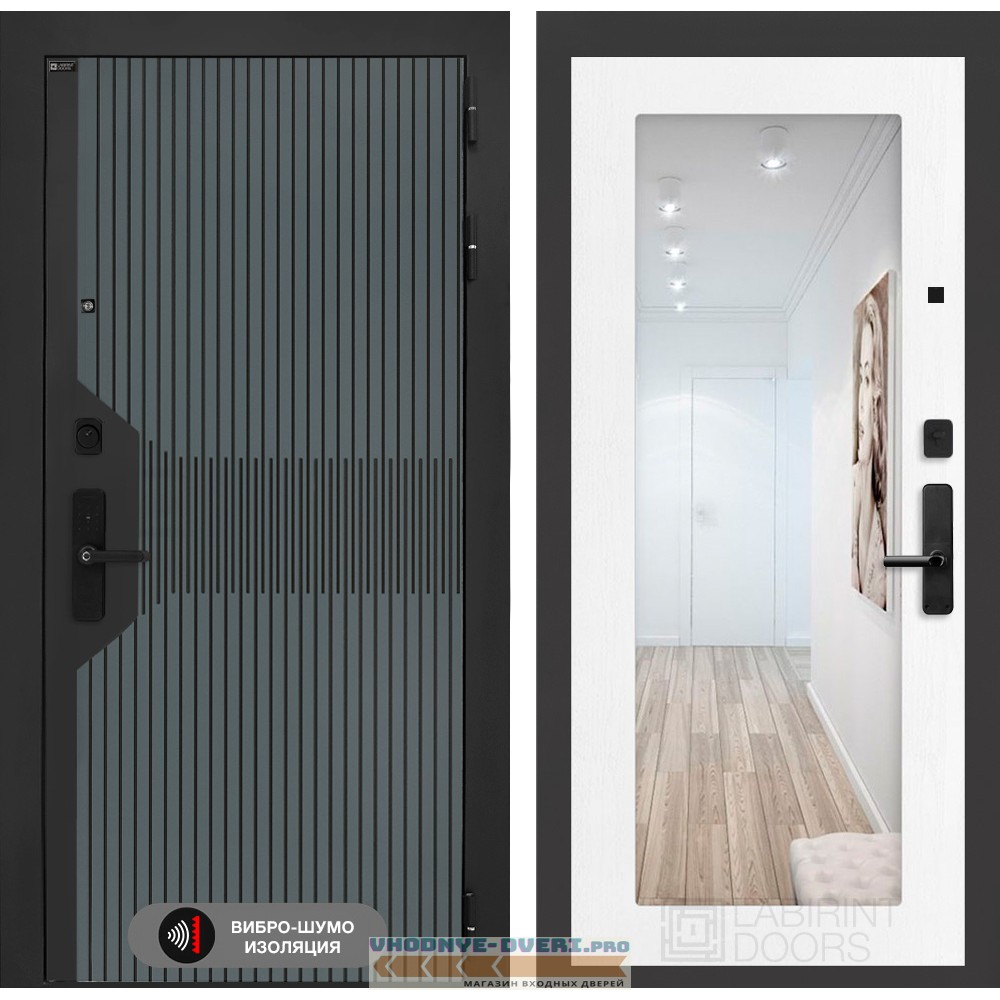 Входная дверь Смартлаб с Зеркалом 18 - Белое дерево