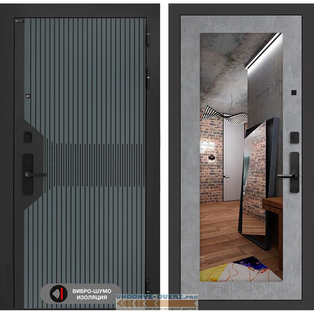 Входная дверь Смартлаб с Зеркалом 18 - Бетон светлый