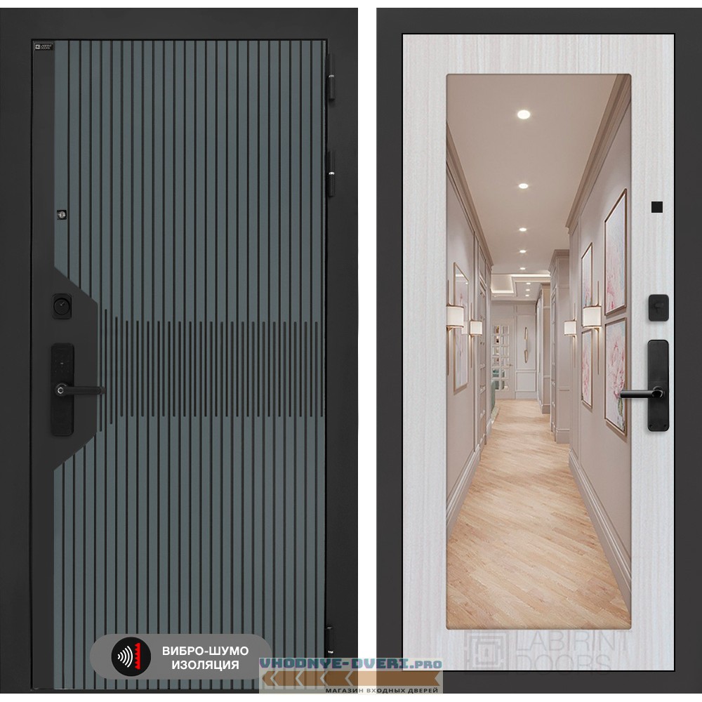 Входная дверь Смартлаб с Зеркалом 18 - Сандал белый