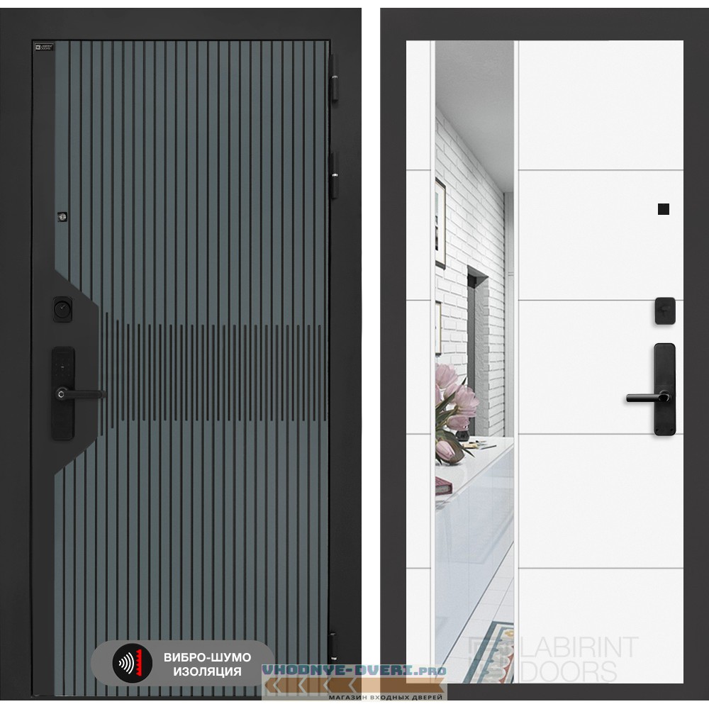 Входная дверь Смартлаб с Зеркалом 19 - Белый софт