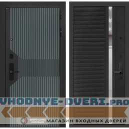 Входная дверь Смартлаб 31 - Черный кварц, зеркальная вставка с тонировкой