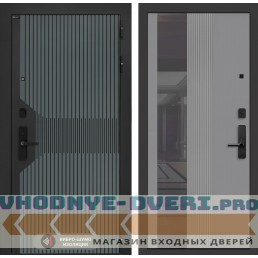 Входная дверь Смартлаб с Зеркалом 32 тонированным - Серый рельеф софт