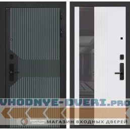 Входная дверь Смартлаб с Зеркалом 32 тонированным - Белый рельеф софт