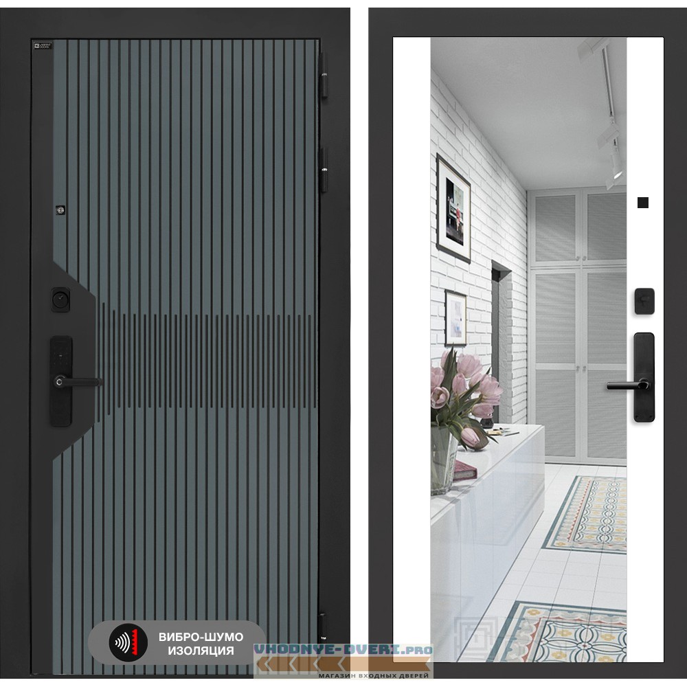 Входная дверь Смартлаб с зеркалом Максимум - Белый софт