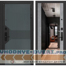 Входная дверь Смартлаб с Зеркалом Максимум - Бетон светлый