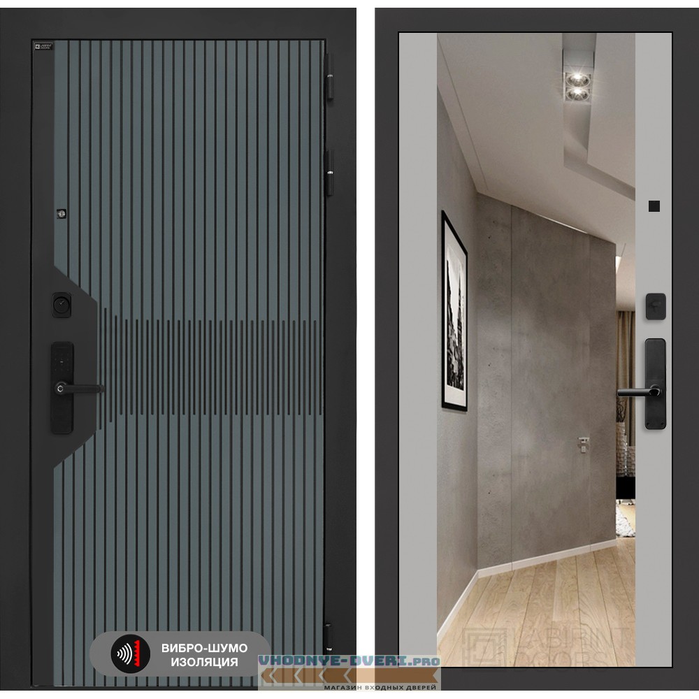 Входная дверь Смартлаб с Зеркалом Максимум - Грей софт