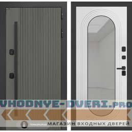 Входная дверь Лабиринт Термолаб 1 тепло с зеркалом Дольче - Белый софт