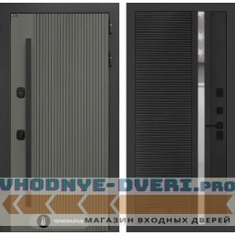 Входная дверь Лабиринт Термолаб 1 тепло 31 - Черный кварц, зеркальная вставка с тонировкой