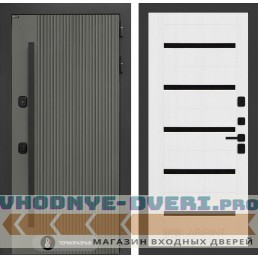 Входная дверь Лабиринт Термолаб 1 тепло 01 - Белое дерево, стекло черное