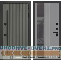 Входная дверь Лабиринт Термолаб 1 тепло с Зеркалом 32 тонированным - Серый рельеф софт