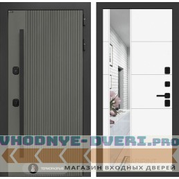 Входная дверь Лабиринт Термолаб 1 тепло с зеркалом 19 - Белый софт