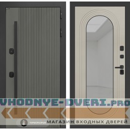 Входная дверь Лабиринт Термолаб 1 тепло с зеркалом Дольче - Капучино