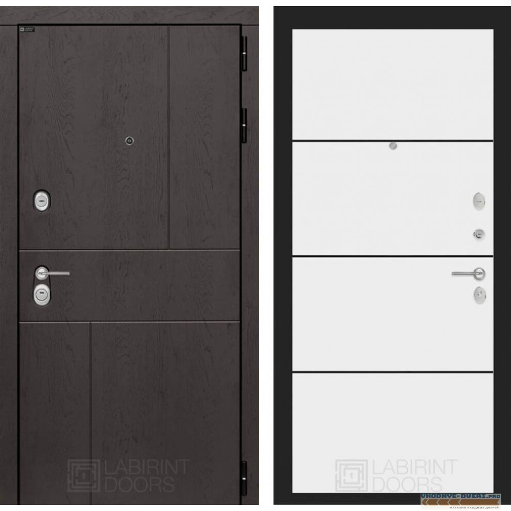 Входная дверь Лабиринт URBAN 25 - Белый софт, черная вставка